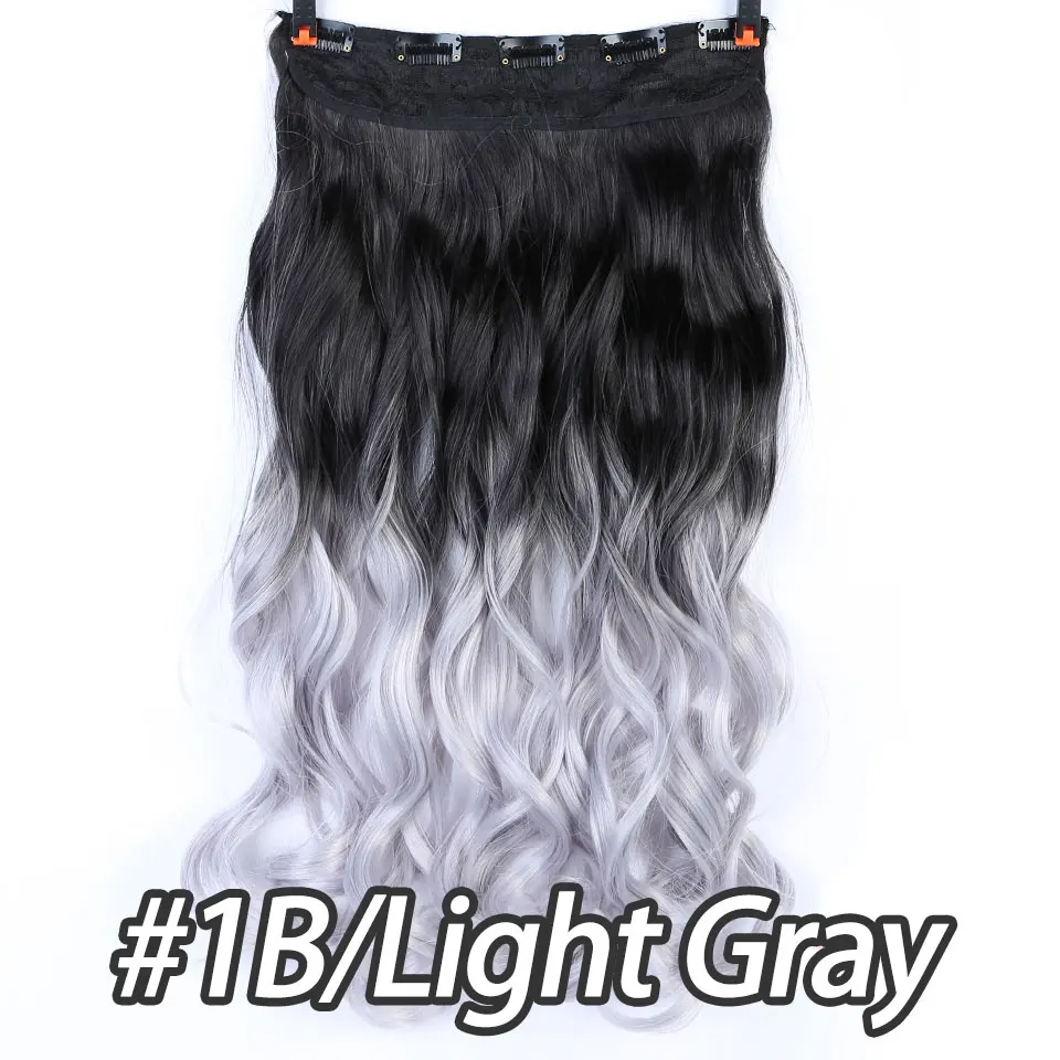 DIFEI 5 зажимы в наращивание волос шелковистые прямые волосы 24 дюйма синтетические накладные волосы кусок зажимы на шиньоны для Для женщин 36 Цвета - Цвет: 1B-LIGHT GRAY
