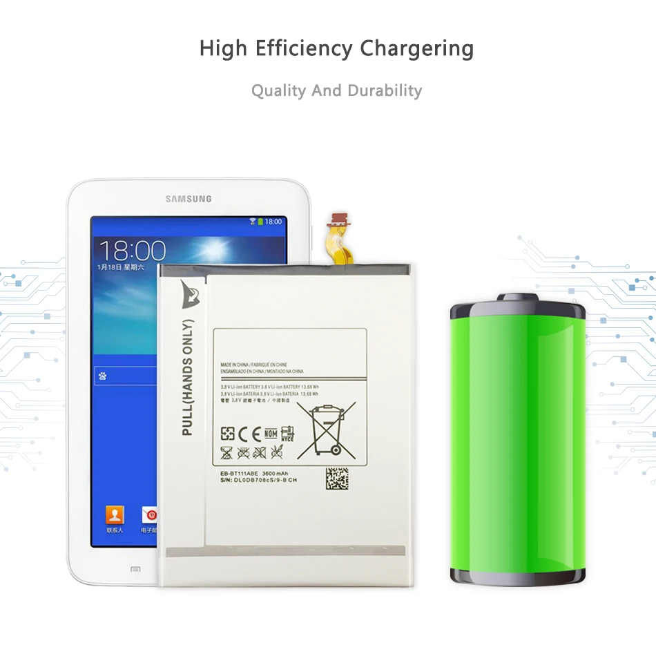 Литий-полимерный аккумулятор для планшета samsung Galaxy Tab 3 Lite 7,0 3G SM-T111 T110 T115 сменный аккумулятор EB-BT111ABE 3600 мАч