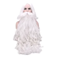 Christmas Gift Santa Claus Wig and Beard Synthetic Hair Short Cosplay Wigs for Men White Hairpiece Accessories Hat