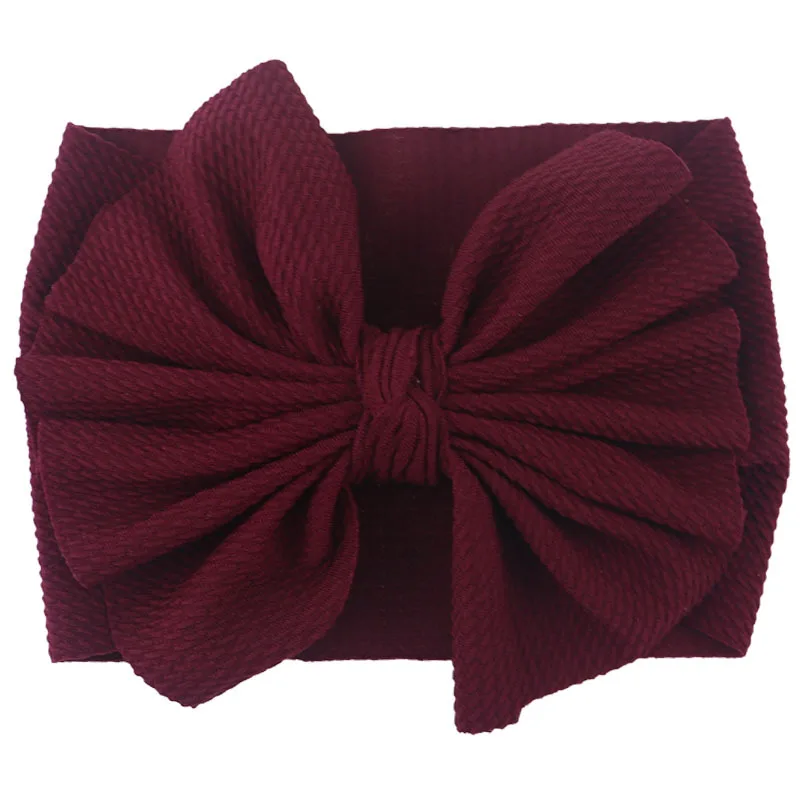 Baby Hairband Headwrap Large Bow Elastic Baby Headband Baby Girl Headbands Bandeau Bebe Fille Baby Turban Baby Hair Accessories - Цвет: 36 wine red