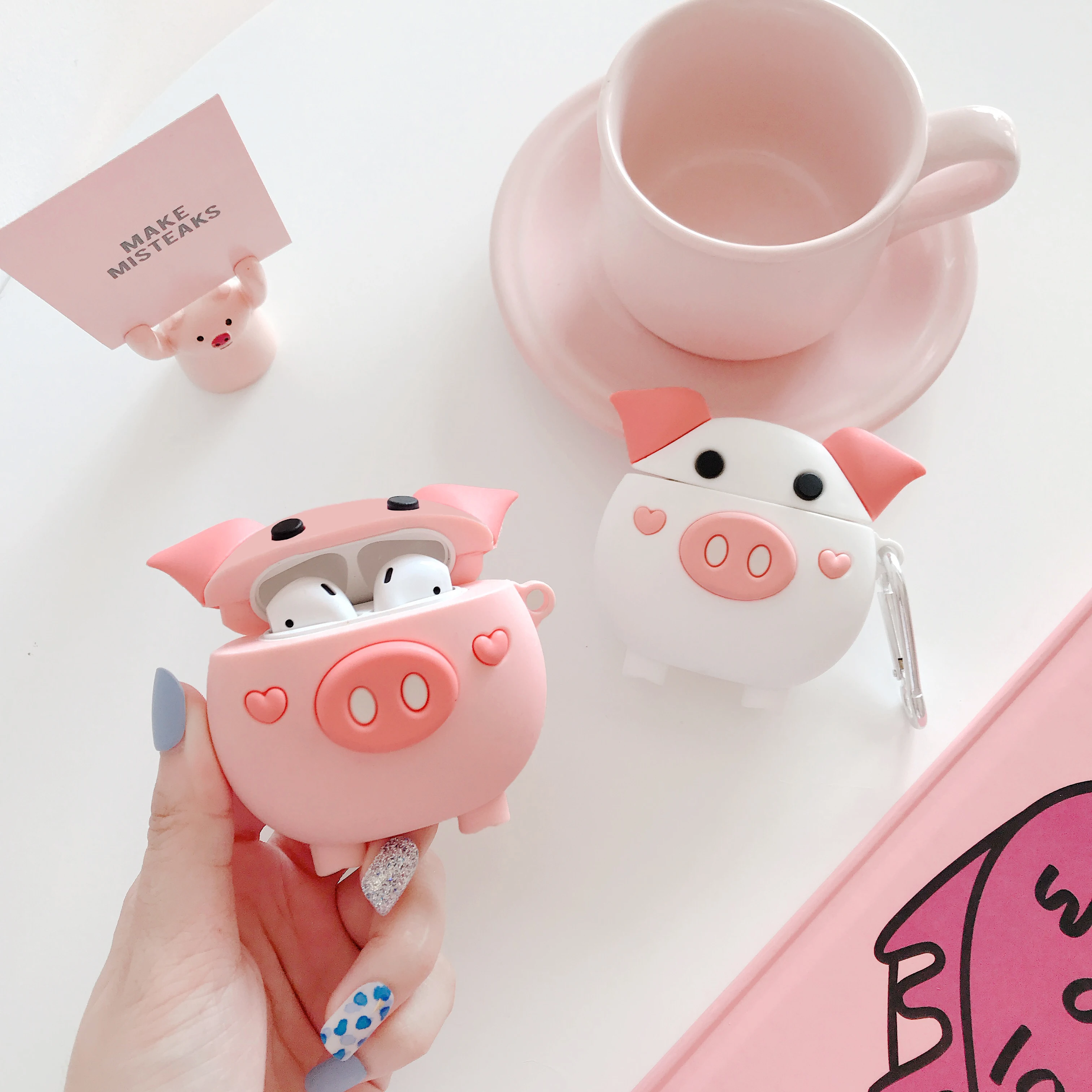 

cartoon lover pig Wireless Bluetooth Earphone Case For Apple AirPods 2 Silicone Charging Headphones Cases Protective Cover