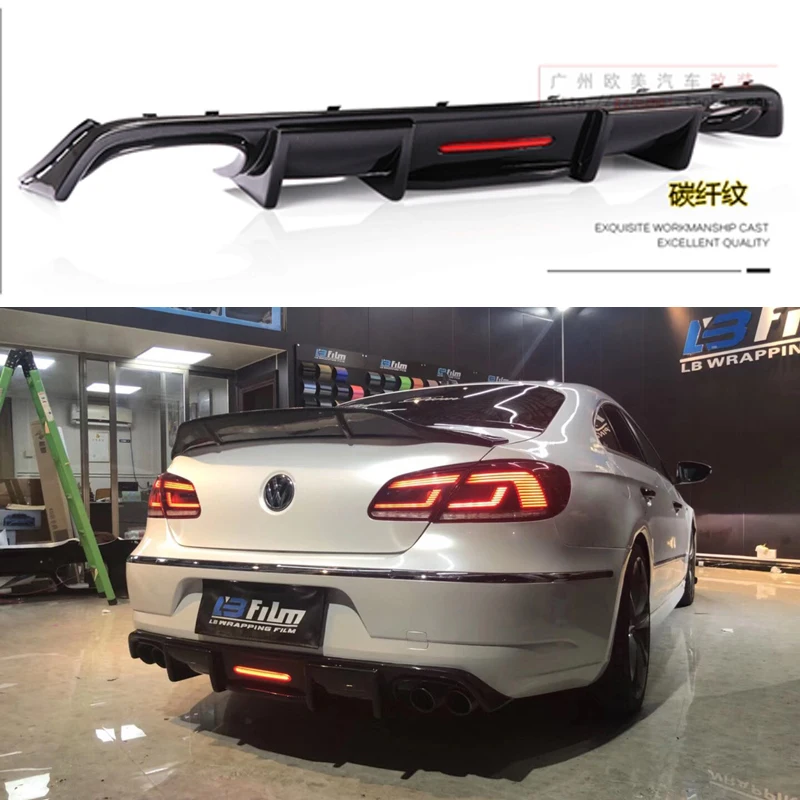 Задняя губа из углеродного волокна ABS светодиодный светильник кой для Volkswagen Passat CC