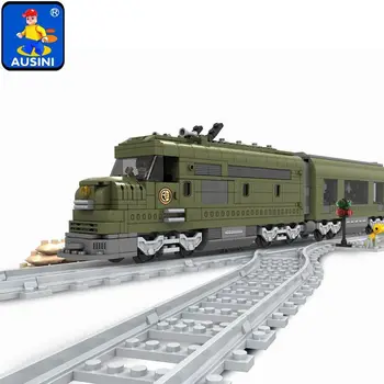 

Ausini Military Train Building Block Bricks Set 764pcs Construction Train Series 25003 Technic toys for children