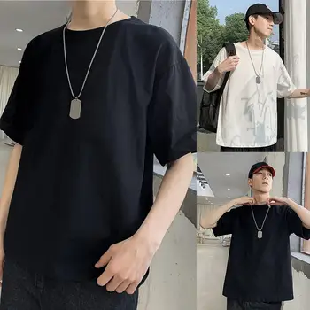 

Men Solid Color Short Sleeve O Neck Loose Fit Breathable Tee Top T-shirt Blouse Mens Cotton T-shirt Casual Summer Simplicity Top