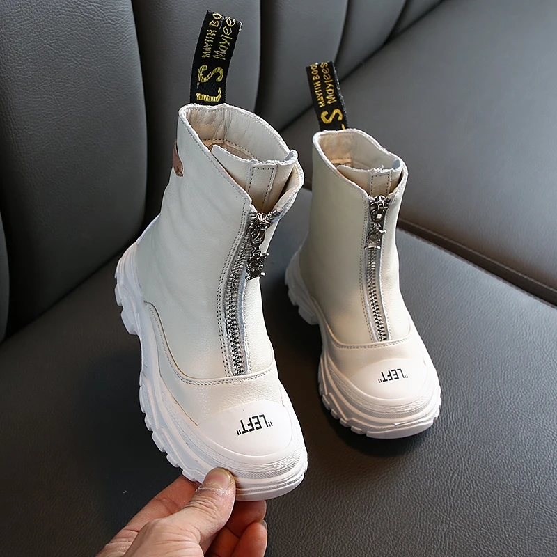 Cena Obuwie dziecięce 2019 jesienne nowe chłopięce dziewczęce Martin buty antypoślizgowe miękkie dno poręczne skórzane rozmiar butów 26 do 37