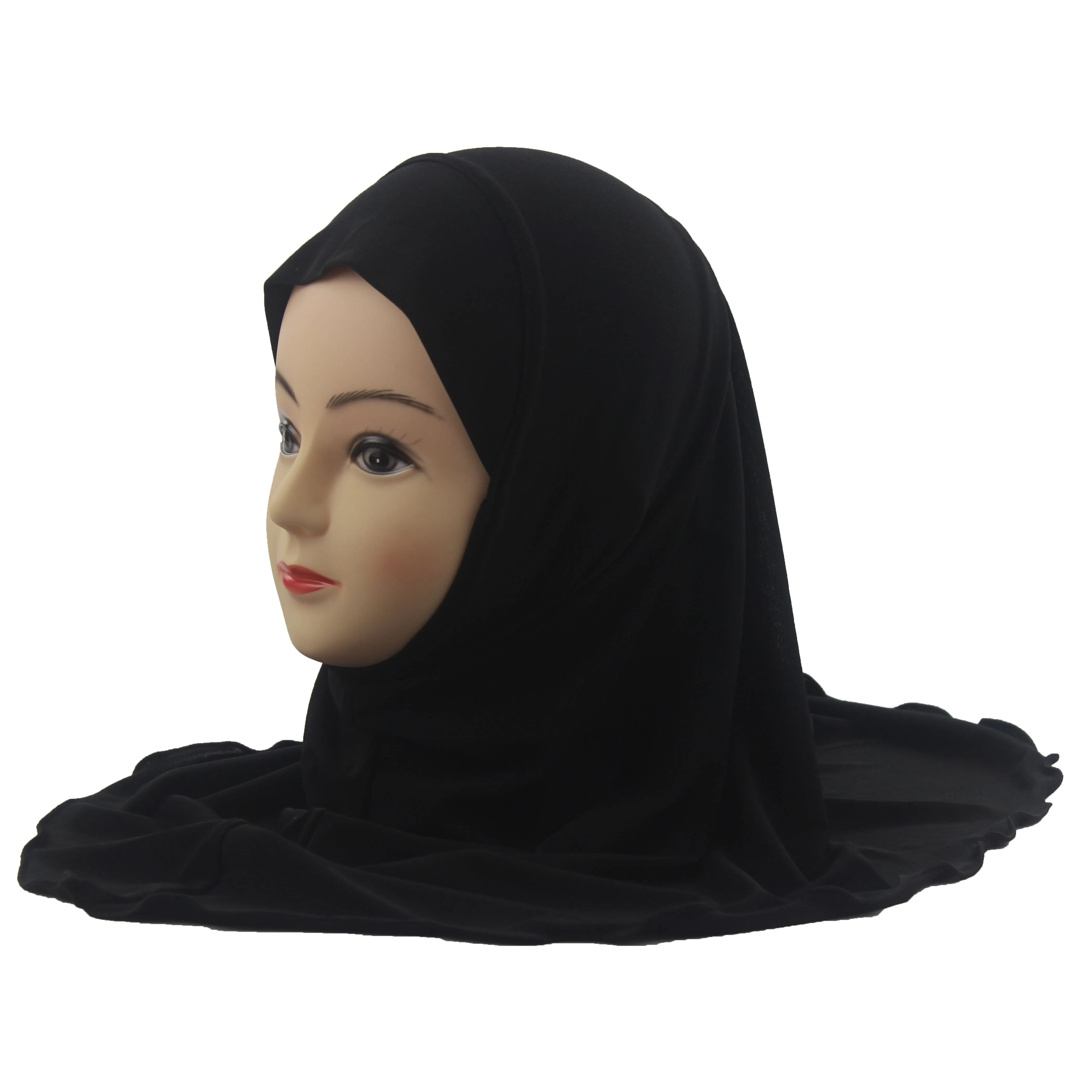 Мусульманский хиджаб для детей, исламский шарф, шали без украшений, мягкий и эластичный материал для девочек 7-12 лет