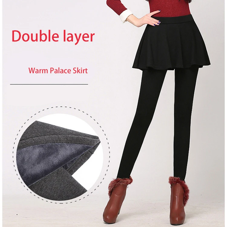 FENNASI теплые бархатные зимние леггинсы с юбкой для женщин, зимние плотные леггинсы размера плюс, формирующие легинсы с высокой талией