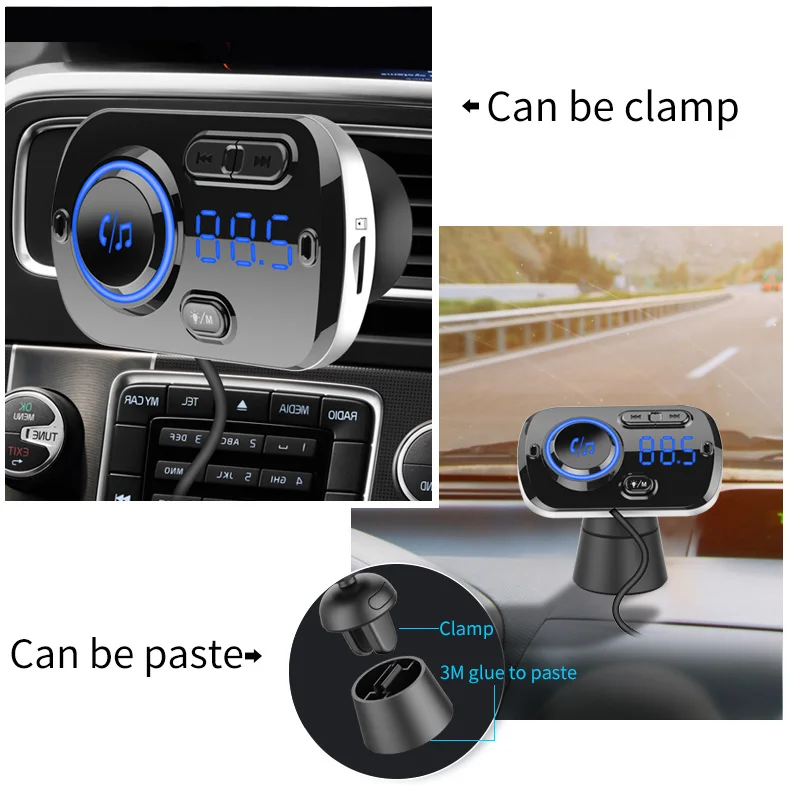 FM передатчик автомобильный комплект громкой связи беспроводной Bluetooth MP3 плеер двойной USB QC3.0 быстрое зарядное устройство громкой связи красочные атмосферные огни