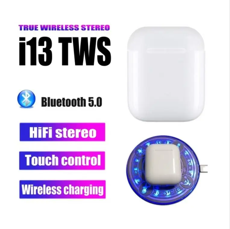 

Original i13 TWS 1:1 Bluetooth earphone 5.0 Wireless headsets support wireless charging for all smart phones pk i11 i12 i14 tws