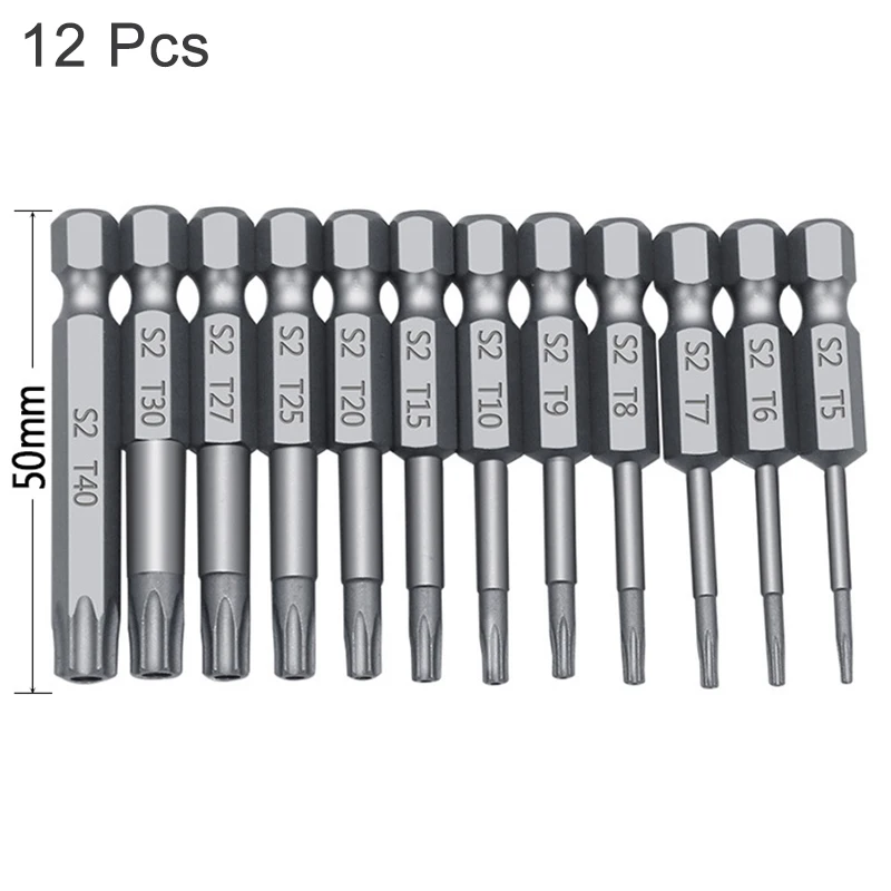 12pcs 50mm 8/11/12 шт. Отвертка Набор бит с шестигранной головкой безопасности магнитная головка удлиненная с шестигранной Сталь ручная Отвертка Набор Ремонт набор инструментов - Цвет: 12pcs 50mm