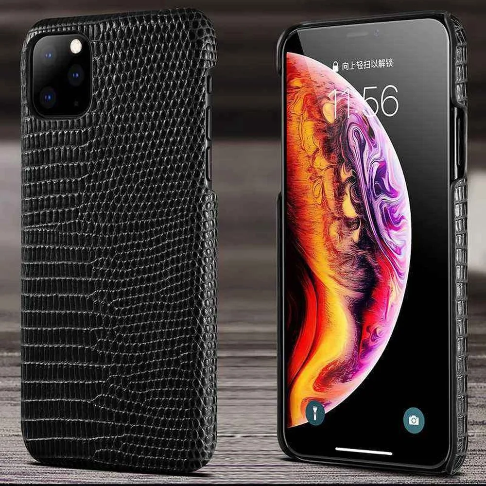 Деловой чехол для телефона из натуральной кожи для IPhone 11 Pro, роскошный чехол с рисунком ящерицы для IPhone 11 X XR XS MAX 10 Coque