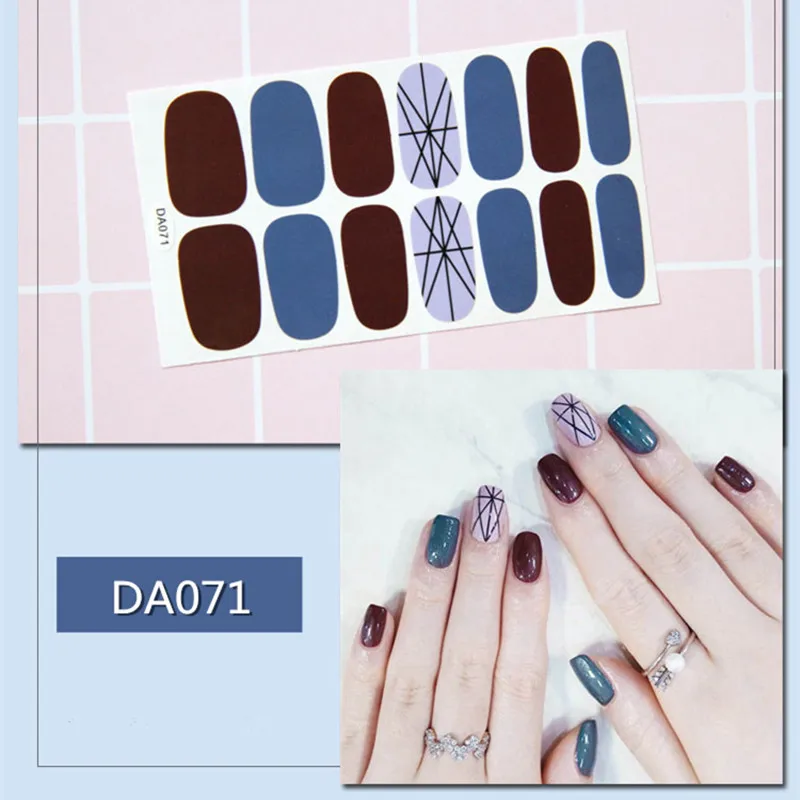 1 шт 3D наклейки для ногтей, накладки в полоску, обертывания, полное покрытие, блестящая наклейка s, самоклеющиеся украшения для ногтей, маникюрные DA055-DA085 - Цвет: DA071