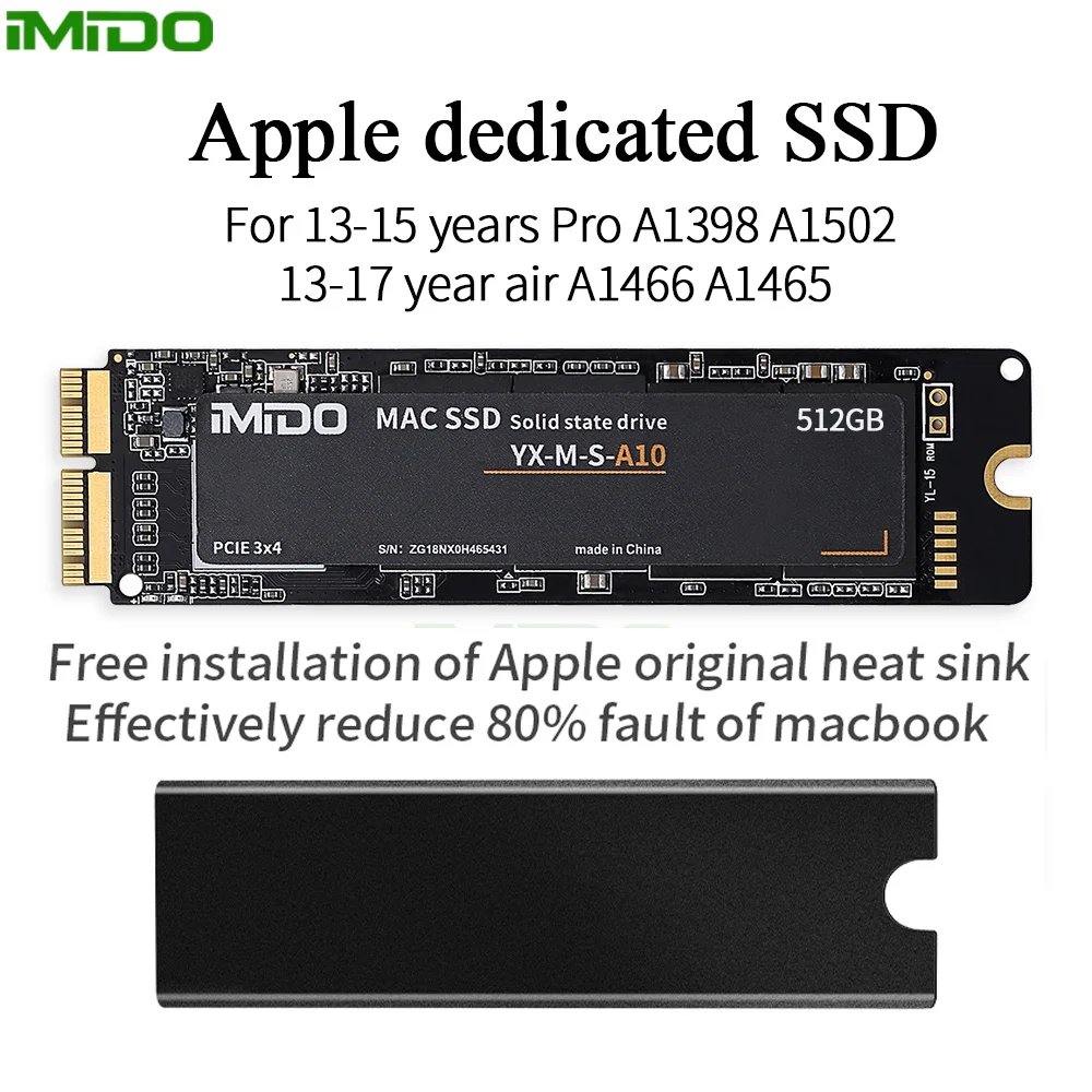 Disco duro para ordenador portátil, unidad de estado sólido para Macbook Air A1465 A1466 Pro Retina A1502 A1398, 256gb512gb1TB SSD para 2013 2014 2015 2017