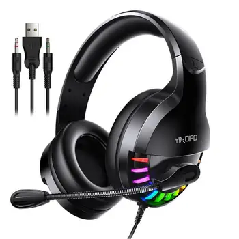 

Dual Mode Power Supply Wired Gaming Headset Noise Reduction Stereo Surround LED Light Headphones With Mic For PC Laptops