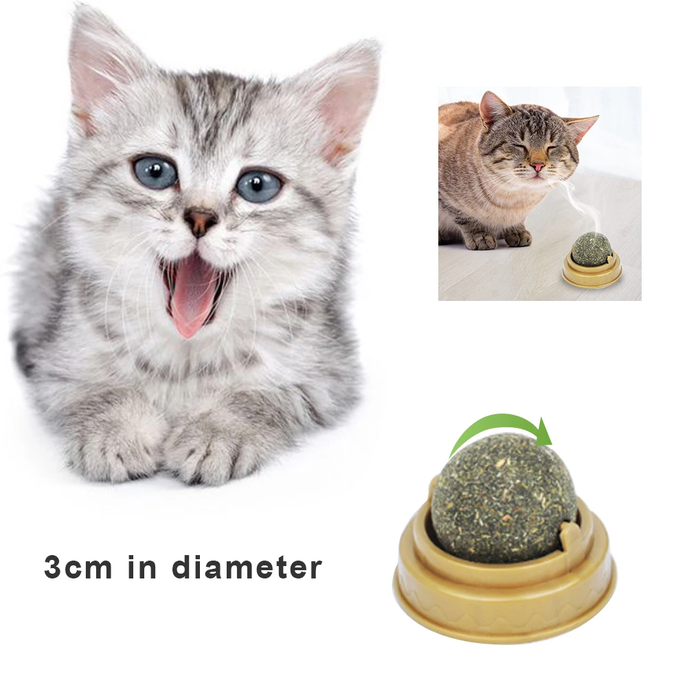 1/4pcs Natural Cat Catnip Toy Pet Treat Balls Pet Catnip Toys Interactive Cats Teeth Cleaning Supplies Can Be Sticky On Wall