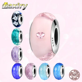 

2020 Glass Beads Fit Charms Silver 925 Original Bracelets Beads 925 Sterling Silver Gift Jewelry DIY Making Hot Sale