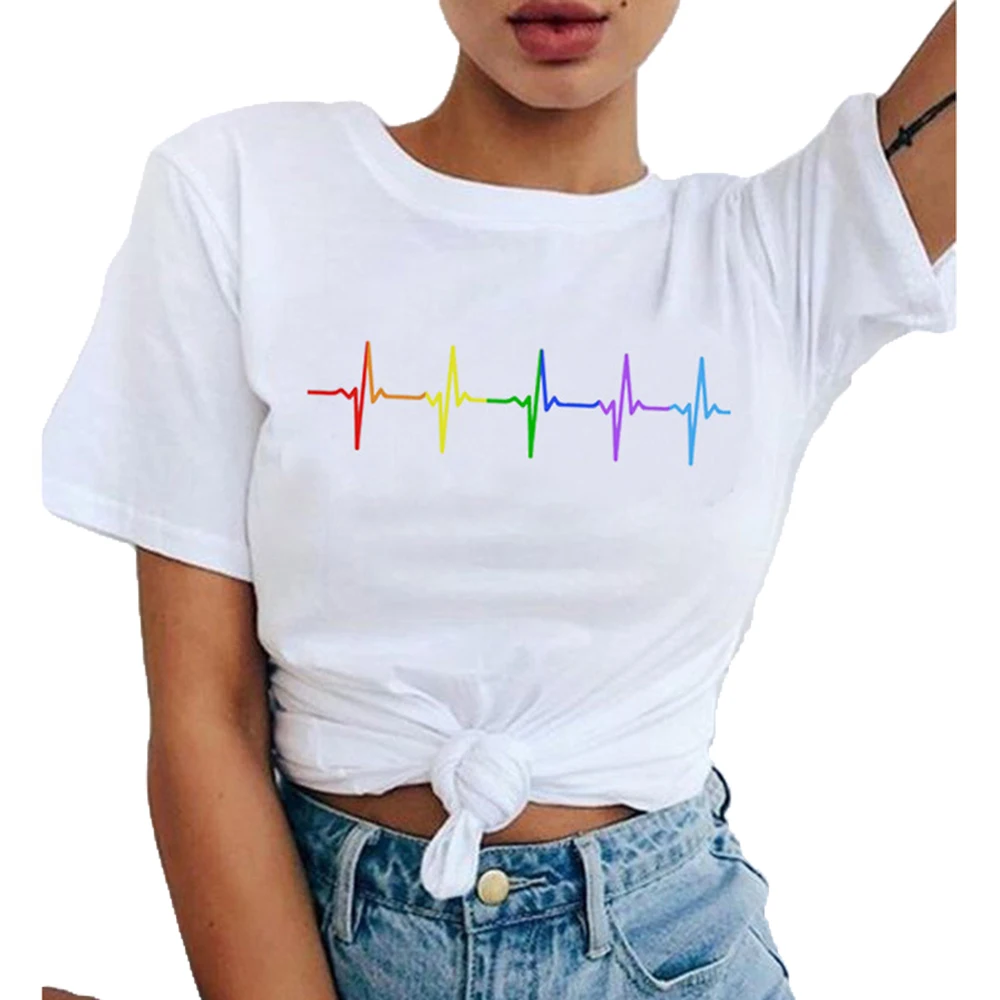 Новинка футболка с надписью Lgbt Lesbian Pride Rainbow женская Gay Love Harajuku Ullzang графикой 90s