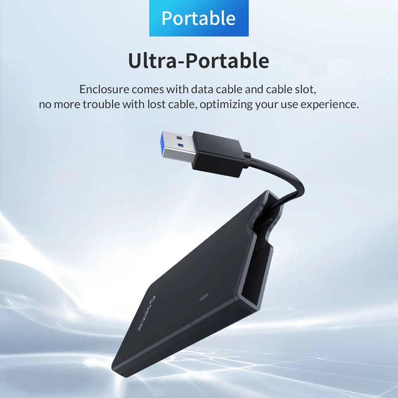 Чехол ORICO 2,5 дюйма для жесткого диска SATA-USB 3,0, корпус для жесткого диска со встроенным кабелем для передачи данных, поддержка 4 ТБ, внешний чехол для жесткого диска SSD