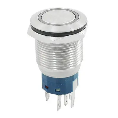 

19mm 24V Red Ring LED Light Metal Latching Push Button Switch NO NC