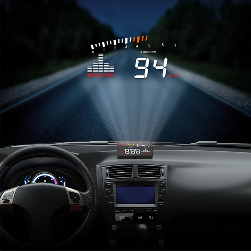 X5 HUD Дисплей лобовое стекло ABS автомобиль электронный OBD II Многофункциональный Напряжение сигнализации прозрачный 3,5 дюймов экран универсальный