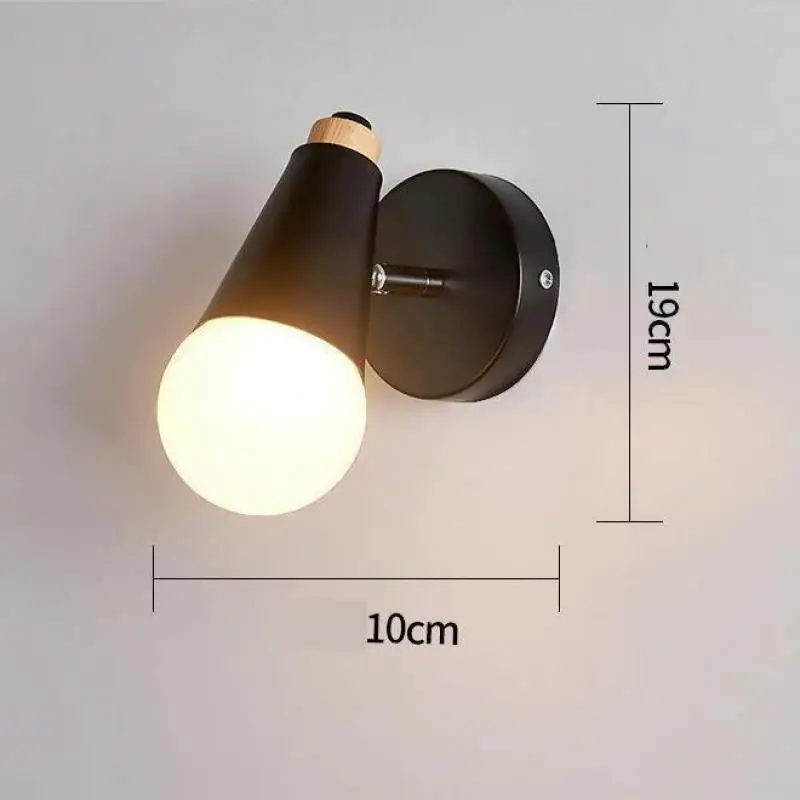 Современная настенная лампа с одной головкой, простая прикроватная лампа из железного дерева, креативная гостиная, E27, настенные светильники, опт, внутреннее освещение - Цвет абажура: led bulb 3w