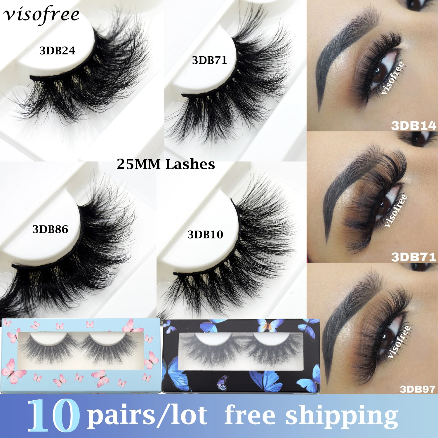 

10pairs Visofree 3D Mink Lashes Natural False Eyelashes Dramatic Volume Fake Lashes Makeup Eyelash Extension Eyelashes In Bulk