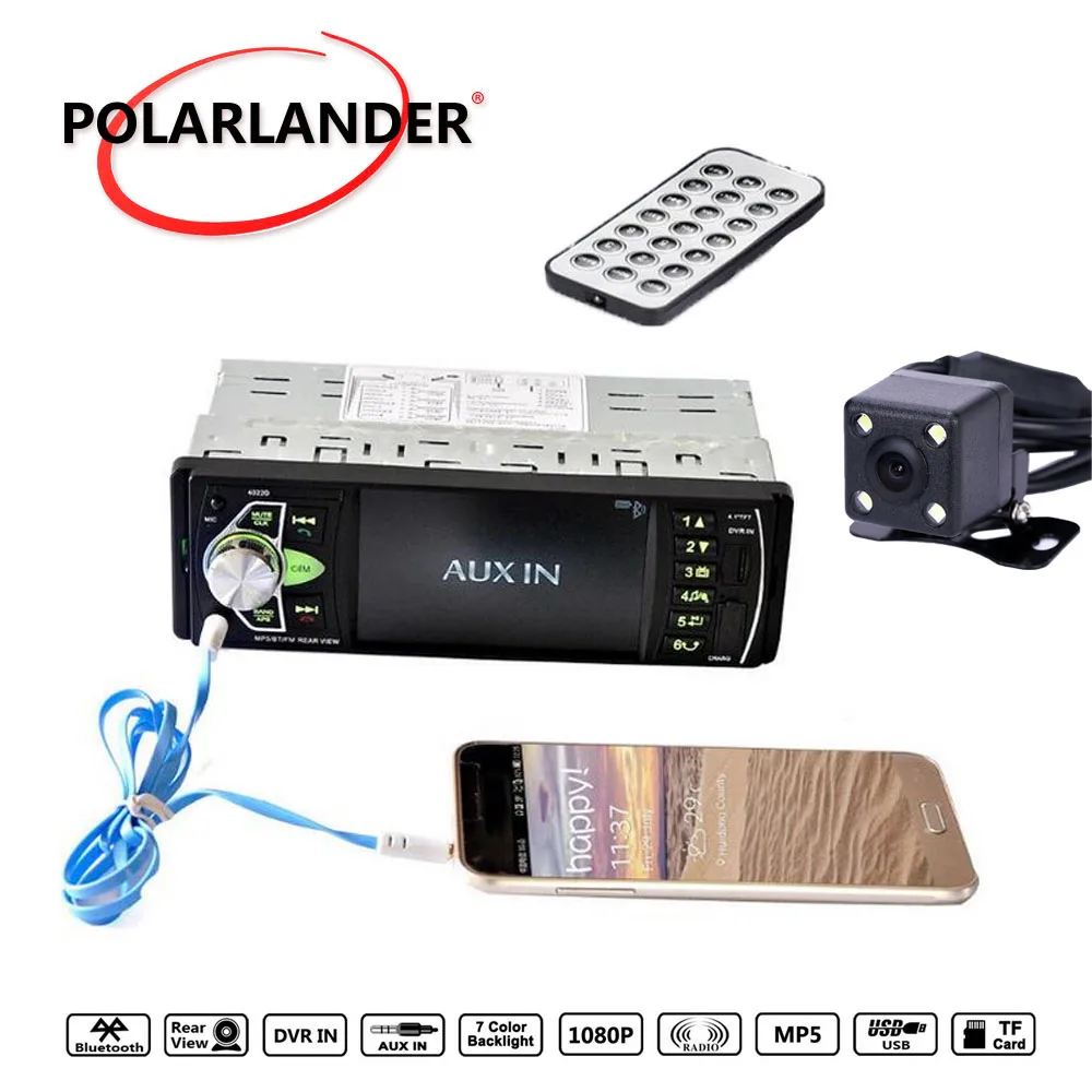 Mirror Link 1 DIN 4.1 Inch Audio Car Radio MP5 Bluetooth 4.0 AUX Input HD FM TF USB SD Colorful Lights 2018 New