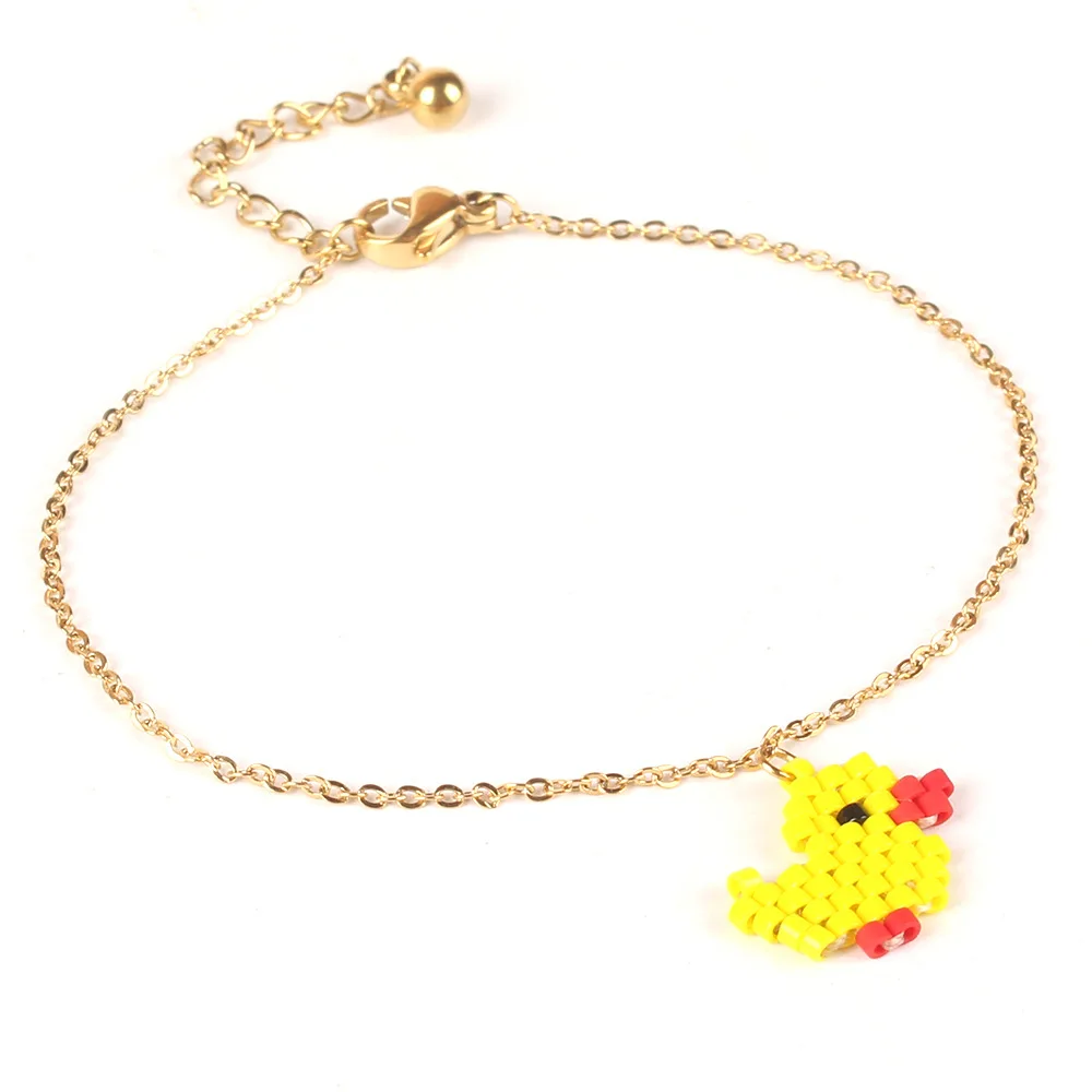 

New Stylish Minimalist Beads Woven Cartoon Cute Little Yellow Duck Plated Gold Bracelet
