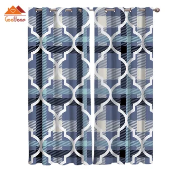 

Traditional Irish Dark Plaid And Moroccan Pattern Window Curtains Living Room Outdoor Fabric Drapes Curtain Home Decor