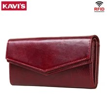 Кошелек KAVIS из натуральной кожи, Женский кошелек для монет, женский клатч Portomonee, женский зажим для телефона, сумка на молнии, держатель для карт, удобный Perse