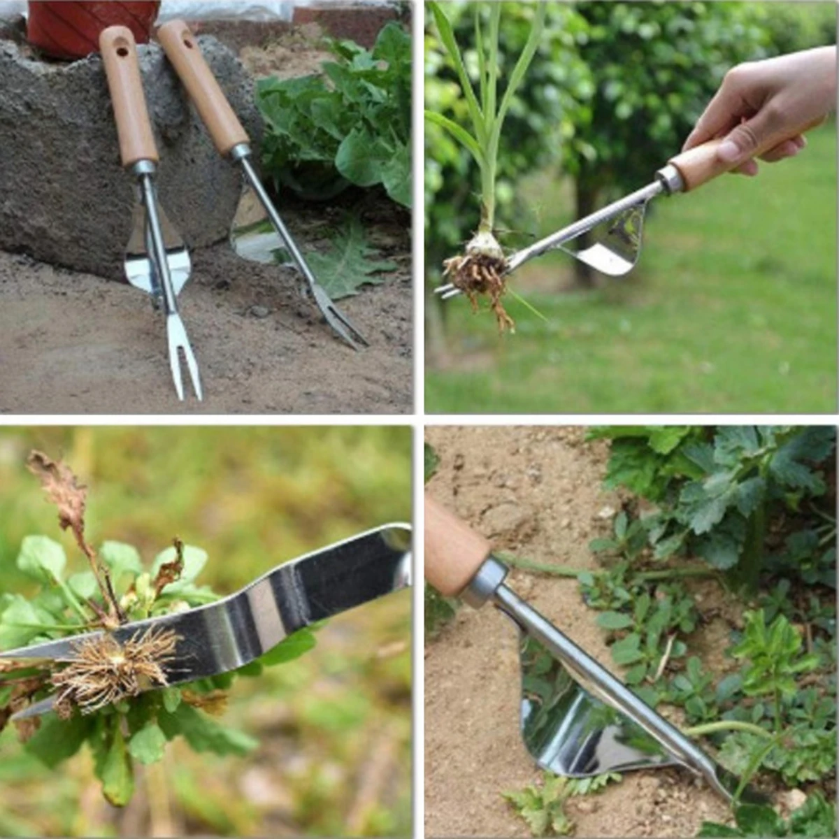 Seedling Transplanter Stainless Steel Weeds Puller Weeding Tool Weeder Fork Shovel Home Digging Puller Outdoor Weeding Tool