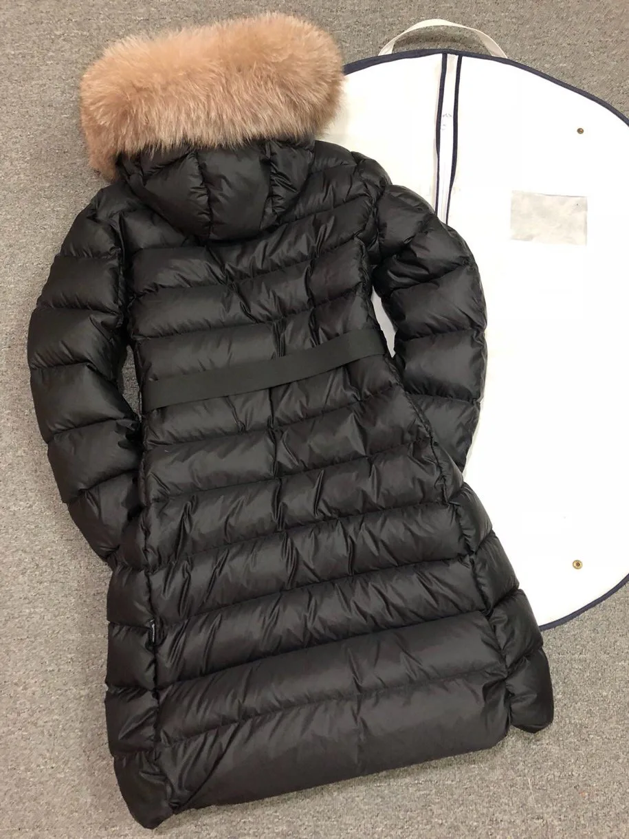 Ladies Coat Women's Down Coat Lady Down Parkas Long Winter Jacket Coat Clothes Black White Warm Fur Collar Hooded Down Jacket