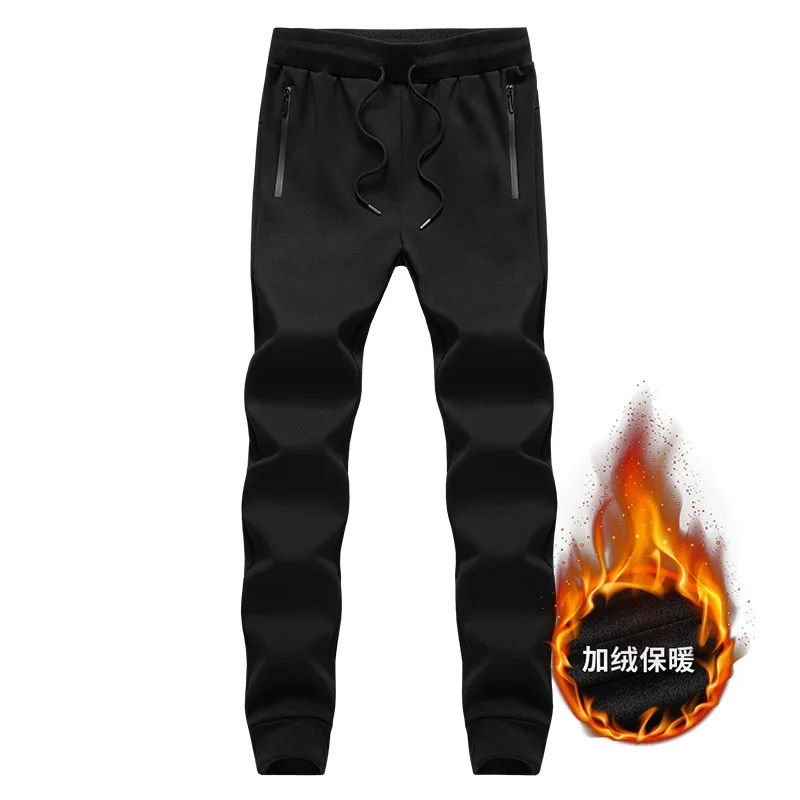 

New Style Autumn And Winter Mink Cashmere Thick Warm Trousers Men Skinny Thick Large Size Sports Casual Running Sweatpants
