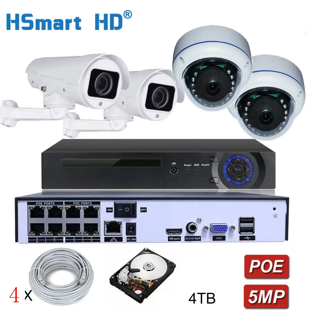 5.0MP CCTV 10xzoom ptz-камера с поддержкой POE Камера s 8CH POE H.265 NVR Системы Водонепроницаемый ONVIF ИК 5MP PTZ открытый IP Камера добавьте 2 ТБ 4 ТБ HDD