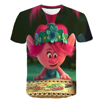 

Children's movie Troll world printed T-shirt 3D funny boy new summer T-shirt furry fairy baby boy top girl's clothing