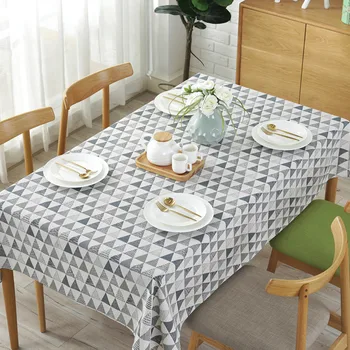 

Modern Restaurant Hotel Table Cloth Rectangular Kitchen Dining Table Cover Cotton Linen Table Cloth Gray Printed Tablecloth