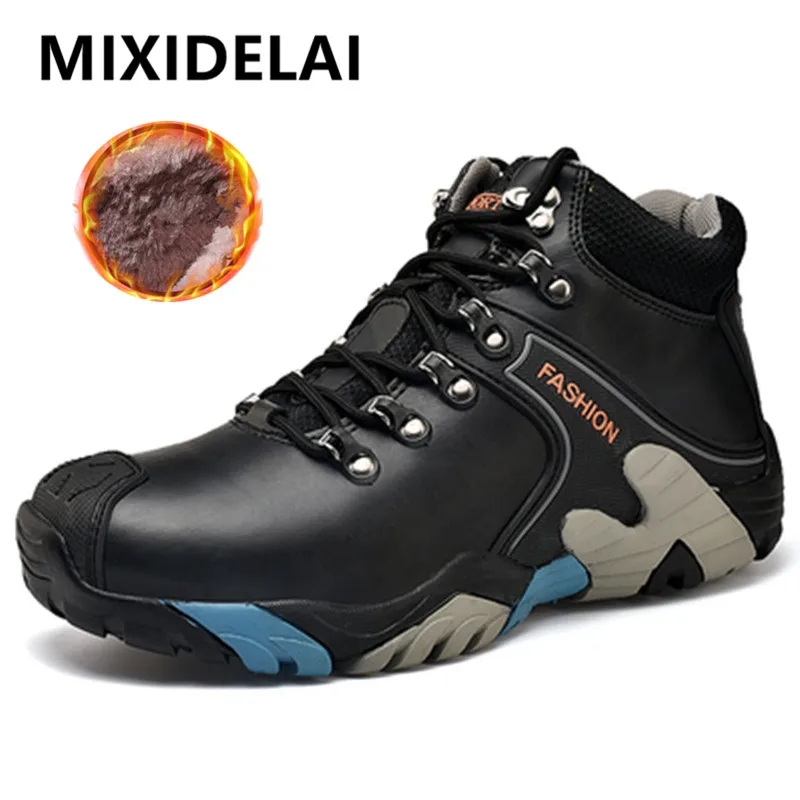 Winter Snow Boots Men Boots Size 38-46 Waterproof Snow Lace Up Ankle Warm Winter Shoes For Men