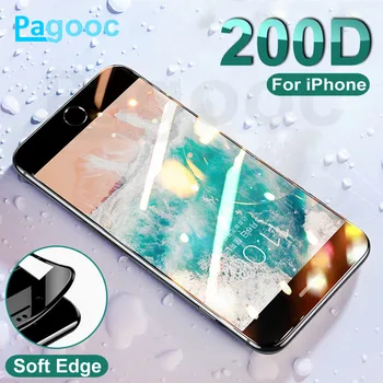 

200D Full Curved Edge Protective Glass on For iPhone 7 8 6 6S Plus X XS XR Xs Max 7 8 Plus Tempered Screen Protector Glass Film