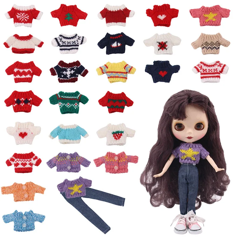 

Lucky Doll Clothes Set=1Sweater+1Jeans For 30cm One-Sixth BJD Doll ToyOur Generation Birthday Girl's Toy Gifts
