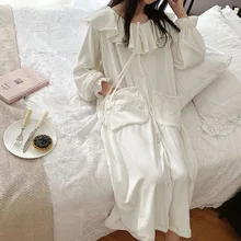 Мягкий теплый женский толстый бархатный халат осень зима винтажная принцесса вышивка большой карман длинный рукав пижамы плюс размер