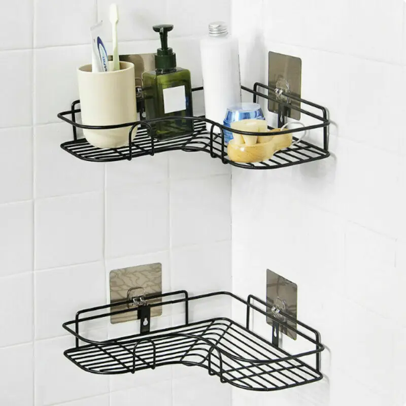 

High Quality Durable Iron Bathroom Tray Rack Corner Bath Storage Holder Organizer Rack Triangular Shower Caddy Shelf