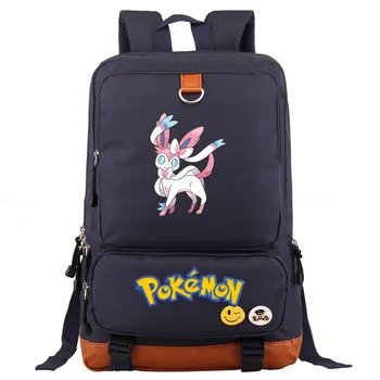 

New Fashion Cute Cartoon Pokemon Eevee Boy Girl Book School Bag Women Bagpack Teenagers Schoolbags Men Student Backpack