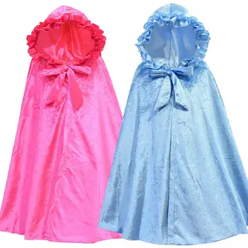 

Velvet Hooded Princess Cloak Winter Elsa/Anna Cloak Fancy Fairy Cape Girls princess Dress Up