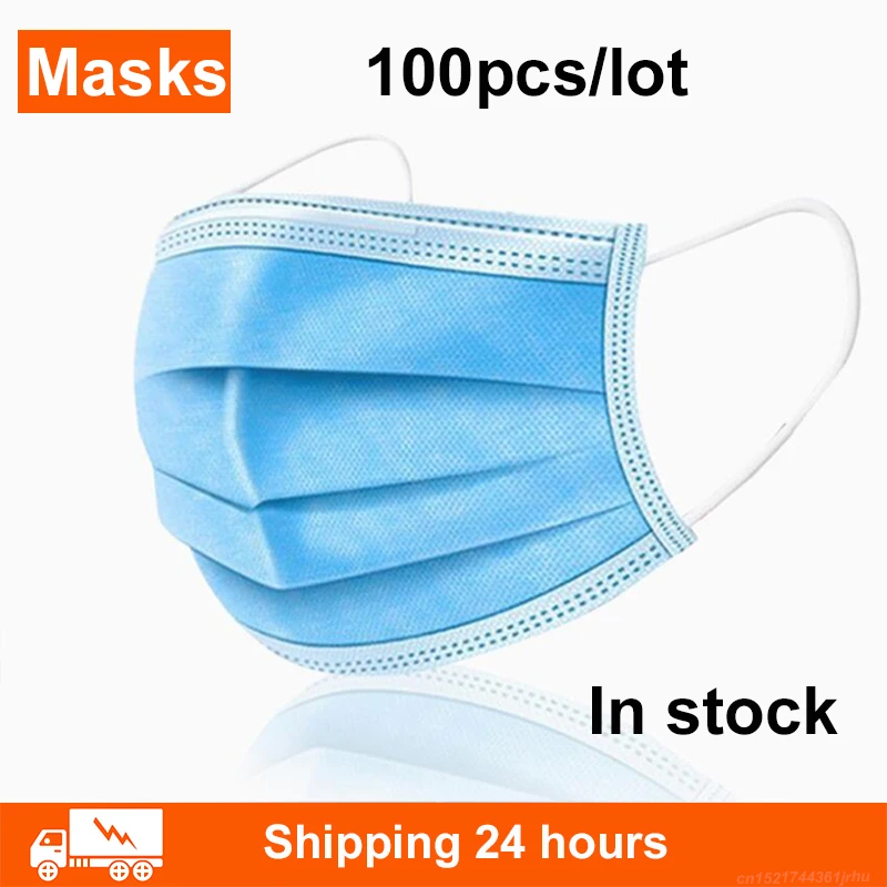 

100 Pcs 3 Layer Disposable Mask Anti Dust Mouth-muffle Face Masks Men Women Anti Fog Face Mouth Masks Breathable Mouth Cover