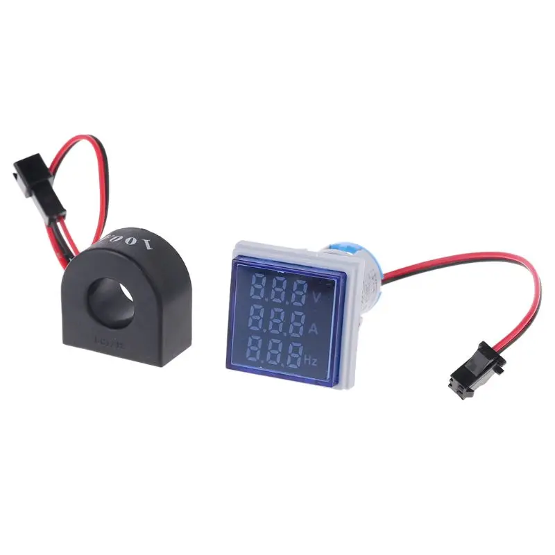 

3in1 AC Voltmeter Ammeter Hz Current Frequency Panel Meter Indicator Digital Voltage Amp Hz Led Lamp Square Signal Light with CT