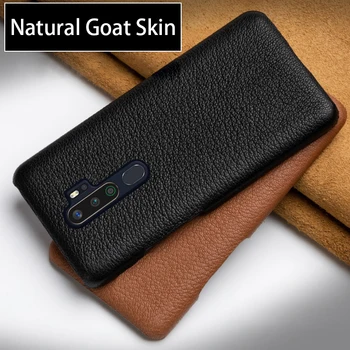 

Genuine Leather Phone Case For OPPO Find X2 R15 R17 Reno Z 2 2Z 2F 3 Pro Ace A5 A9 2020 A11X K3 K5 Natural Goat Skin Back Cover