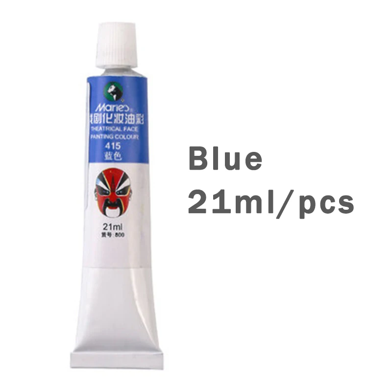 Blue-415-1pcs Театральная маска Marie's для лица, масляная живопись, цветной пигмент, 10 цветов, 21 мл, драматическая маска для тела, вечерние/маскарадные картины, макияж, 800 - Цвет: Blue-415-1pcs
