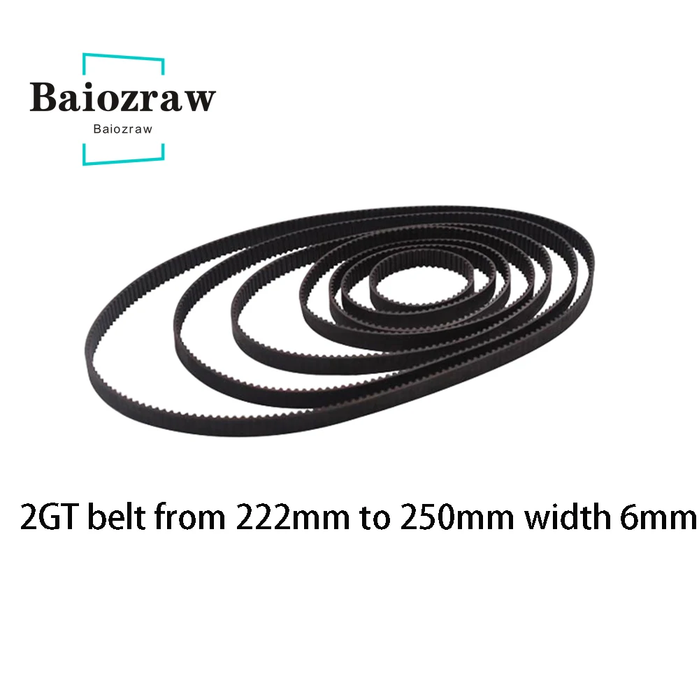 3D Printer Parts GT2 6mm Closed Loop Rubber Timing Belt 222 224 226 228 230 232 234 236 238 240 242 244 246 248 250mm 2GT 1pcs