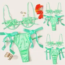 Женский набор бюстгальтеров женское нижнее белье девушка Синий марлевые Кружева Сплит нижнее белье набор белья lenceria 10X