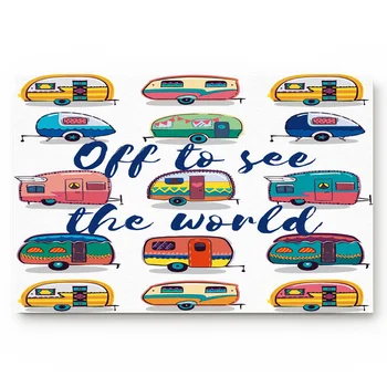 

Colorful Cartoon Trolley Animation Bathroom Non-slip Doormat Bathroom Accessories Living Room Kitchen Doormat